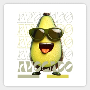 Avocado Bliss: The Cool and Cheery Cartoon Design Magnet